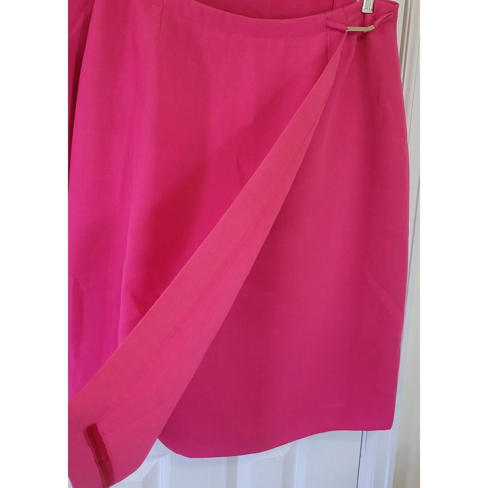 Liz Claiborne Collection Pink Skirt Suit Set Short Sleeve Faux Wrap Skirt 16 - Picture 8 of 14